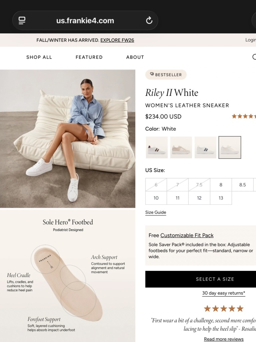 Riley 2 White Tennis Shoe by Frankie 4